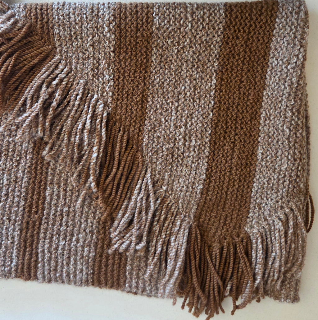 100% Alpaca Shawl brown & heathered stripes