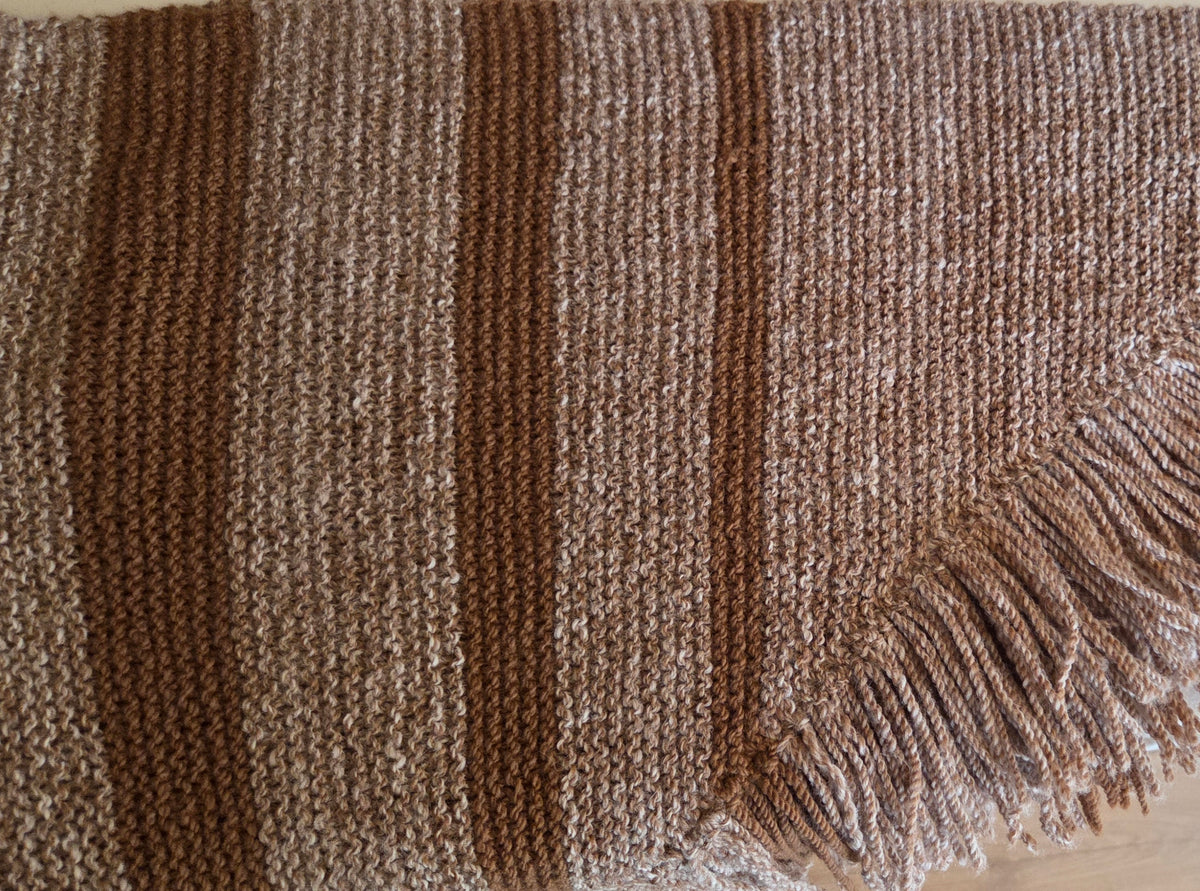 100% Alpaca Shawl brown & heathered stripes