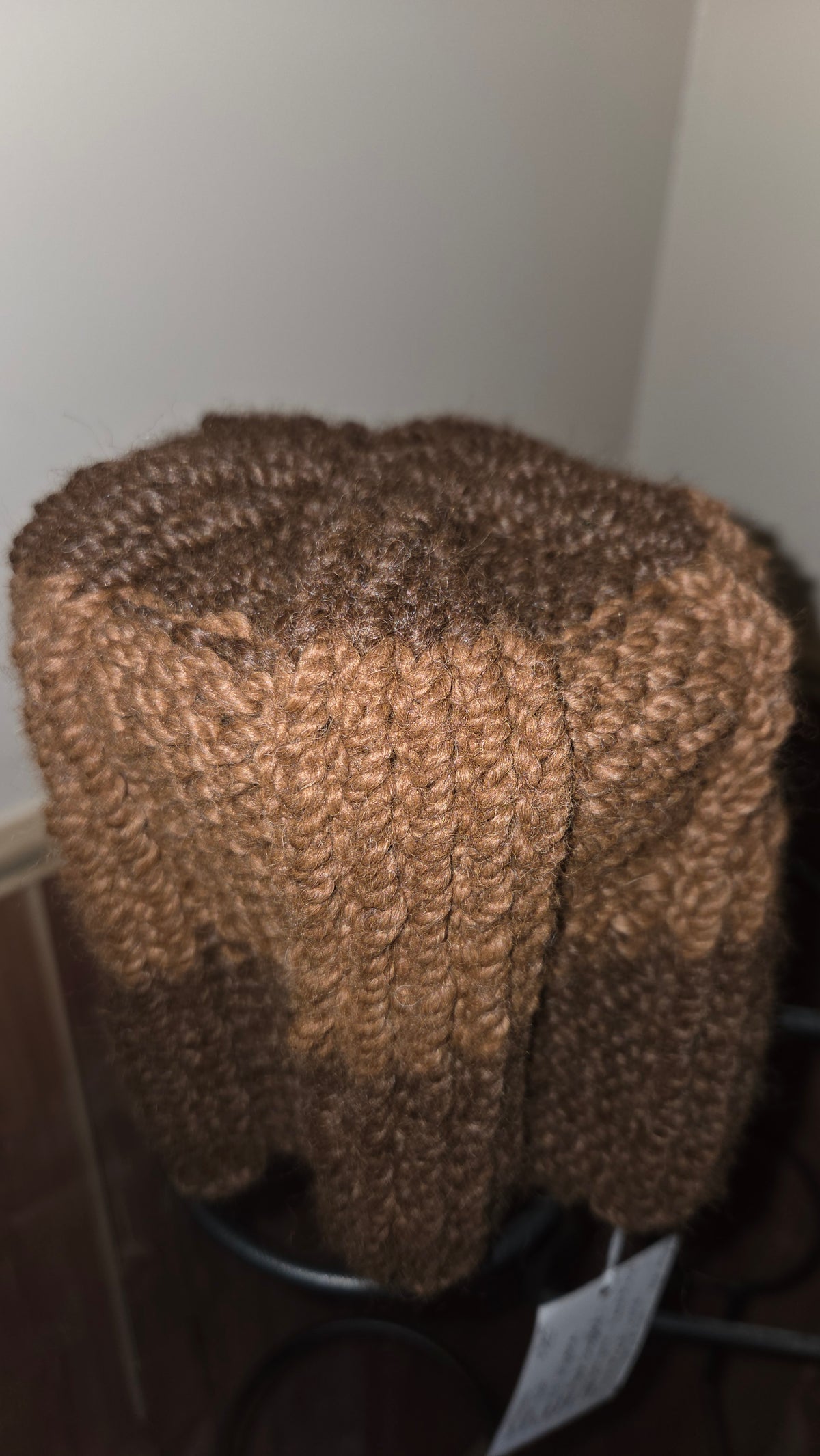 100% Alpaca ribbed beanie dark & medium brown Adult