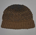 Oversized 100%Alpaca beanie in brown & blue