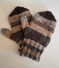 100% Alpaca Handknit Mittens striped natural colors Adult