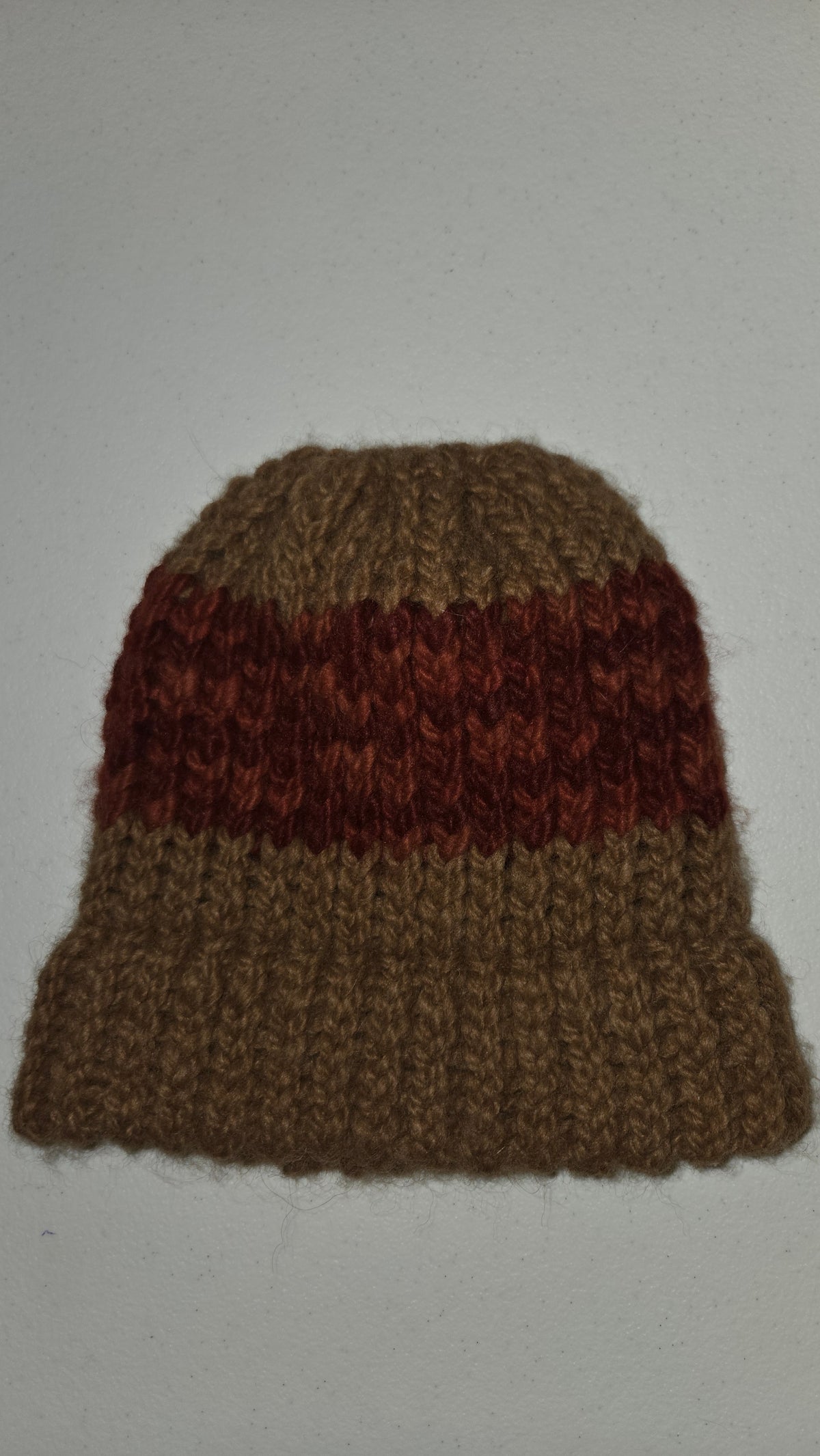 100% Alpaca beanie Child brown & red