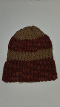100% Alpaca beanie brown & red Child