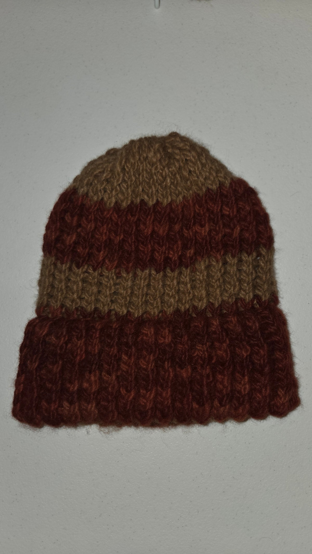 100% Alpaca beanie brown & red Child