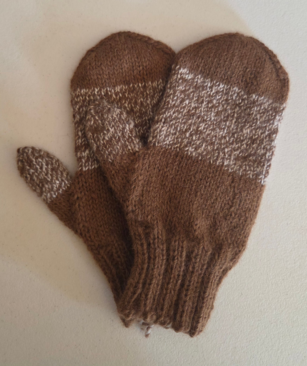 Handknit 100% Alpaca Brown Mittens adult