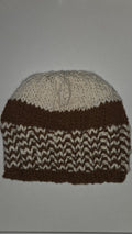 100% Alpaca beanie white & brown stripes